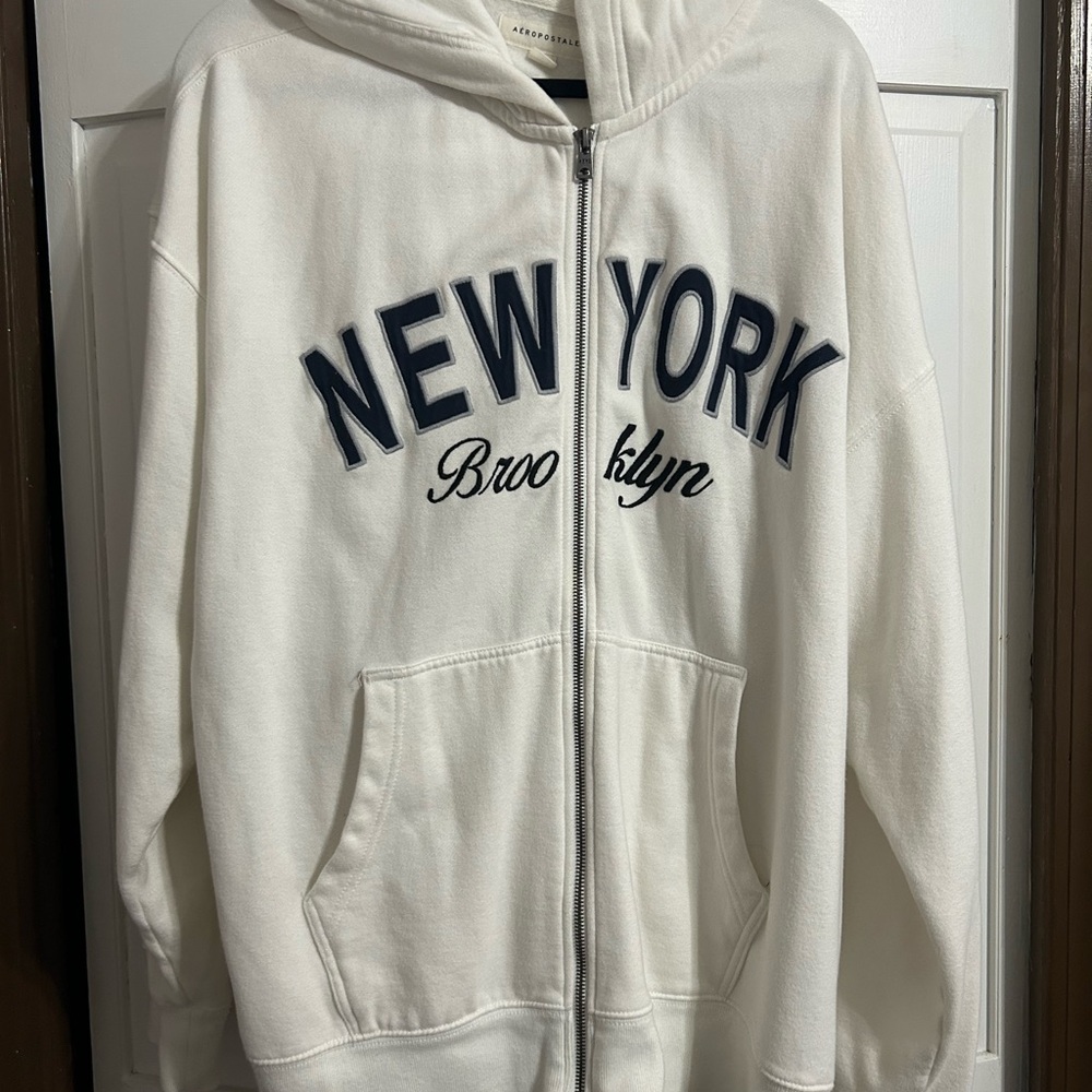 Aeropostale Cream Zip-Up Hoodie